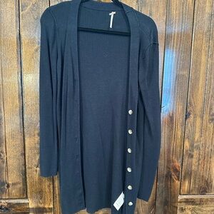 Free People Black Button-Up Women's Cardigan